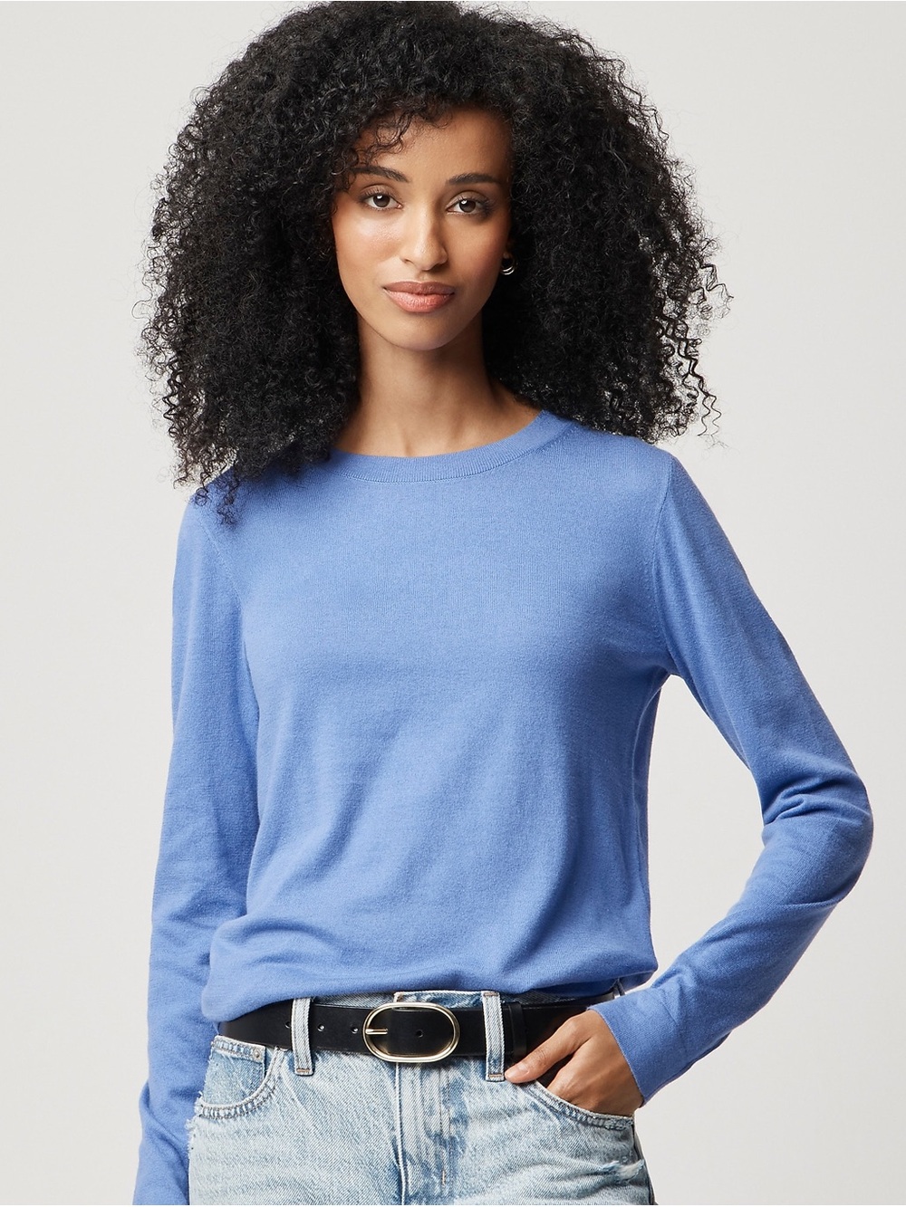 NWT J. Crew Cotton Blue Teddy Crewneck Sweater Sz Small
